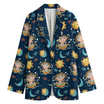 Cute Cartoon Aquarius Pattern Print Women's Blazer