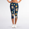 Cute Cartoon Aquarius Pattern Print Women's Capri Leggings