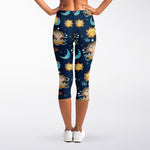 Cute Cartoon Aquarius Pattern Print Women's Capri Leggings