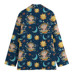 Cute Cartoon Aquarius Pattern Print Women's Cotton Blazer