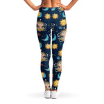 Cute Cartoon Aquarius Pattern Print Women's Leggings