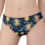 Cute Cartoon Aquarius Pattern Print Women's Panties