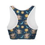 Cute Cartoon Aquarius Pattern Print Women's Sports Bra