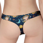 Cute Cartoon Aquarius Pattern Print Women's Thong