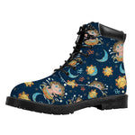 Cute Cartoon Aquarius Pattern Print Work Boots