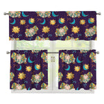 Cute Cartoon Aries Pattern Print 3 Piece Kitchen Curtains