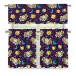 Cute Cartoon Aries Pattern Print 3 Piece Kitchen Curtains