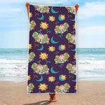 Cute Cartoon Aries Pattern Print Beach Towel