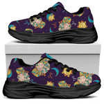 Cute Cartoon Aries Pattern Print Black Chunky Shoes