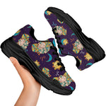 Cute Cartoon Aries Pattern Print Black Chunky Shoes