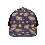 Cute Cartoon Aries Pattern Print Black Mesh Trucker Cap