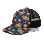 Cute Cartoon Aries Pattern Print Black Mesh Trucker Cap