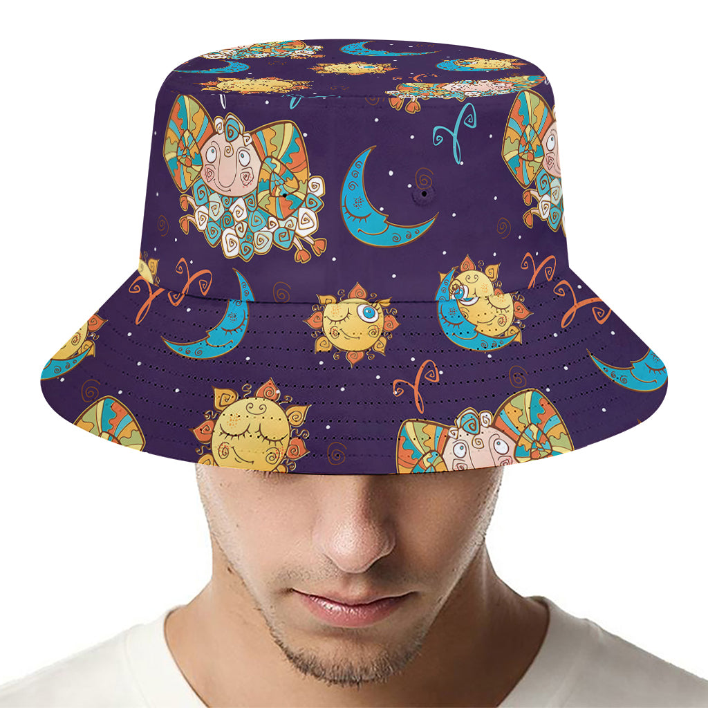 Cute Cartoon Aries Pattern Print Bucket Hat