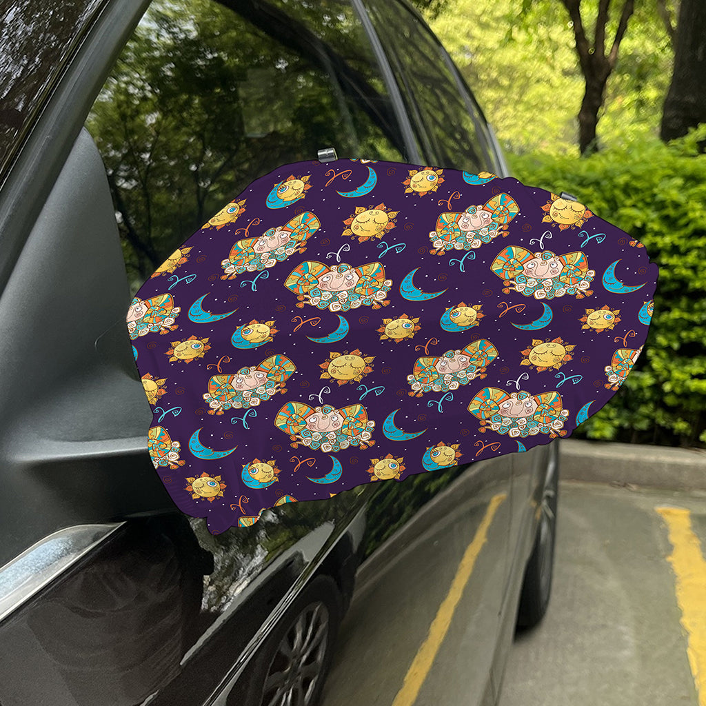 Cute Cartoon Aries Pattern Print Car Side Mirror Covers