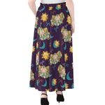 Cute Cartoon Aries Pattern Print Chiffon Maxi Skirt