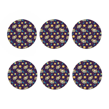 Cute Cartoon Aries Pattern Print Coaster Set