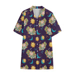 Cute Cartoon Aries Pattern Print Cotton Hawaiian Shirt