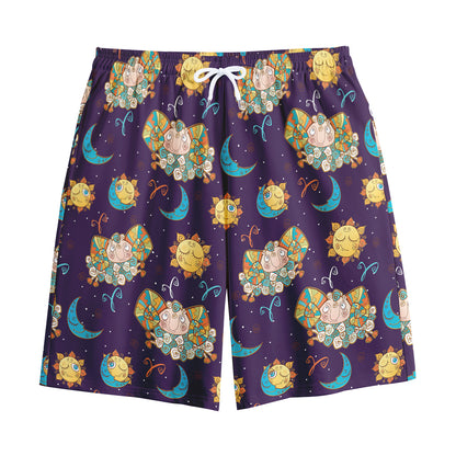 Cute Cartoon Aries Pattern Print Cotton Shorts