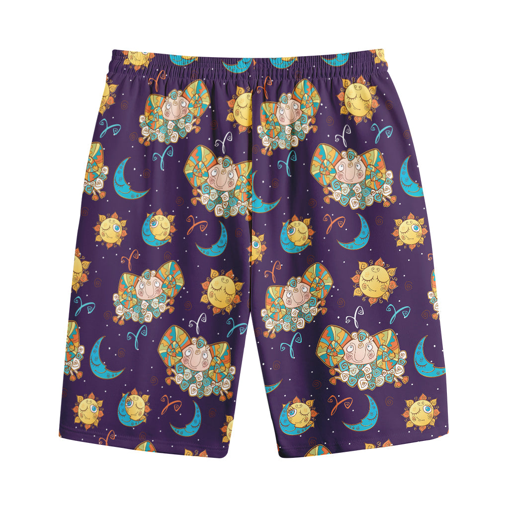 Cute Cartoon Aries Pattern Print Cotton Shorts