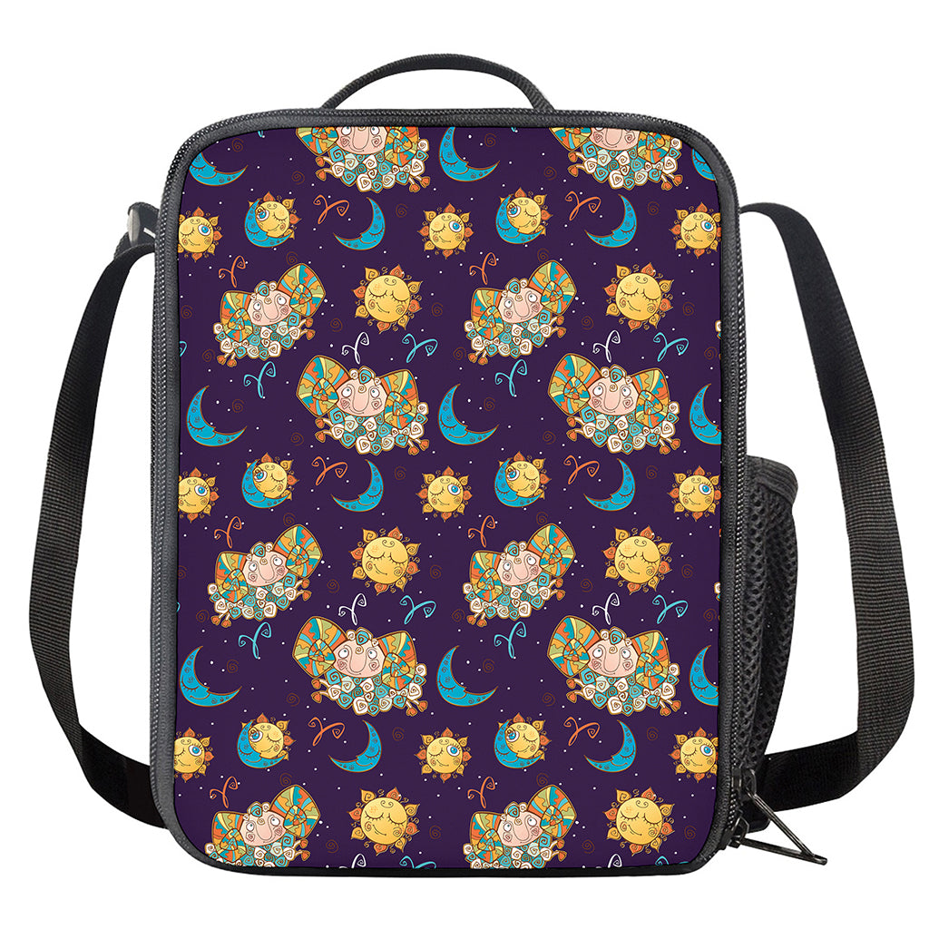Cute Cartoon Aries Pattern Print Crossbody Lunch Bag