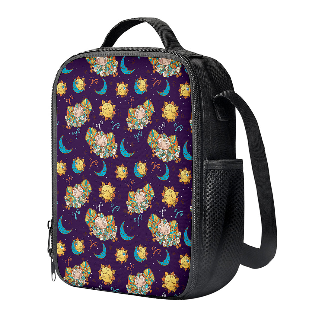 Cute Cartoon Aries Pattern Print Crossbody Lunch Bag