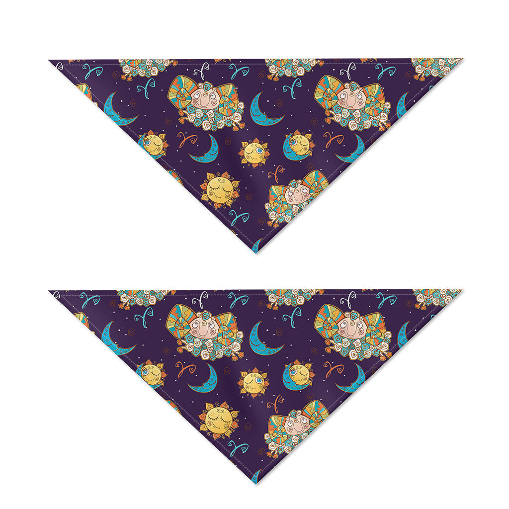 Cute Cartoon Aries Pattern Print Dog Bandana