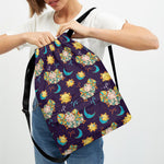 Cute Cartoon Aries Pattern Print Drawstring Backpack