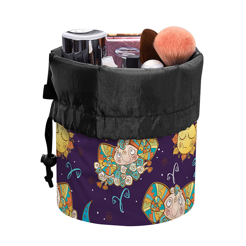 Cute Cartoon Aries Pattern Print Drawstring Makeup Bag