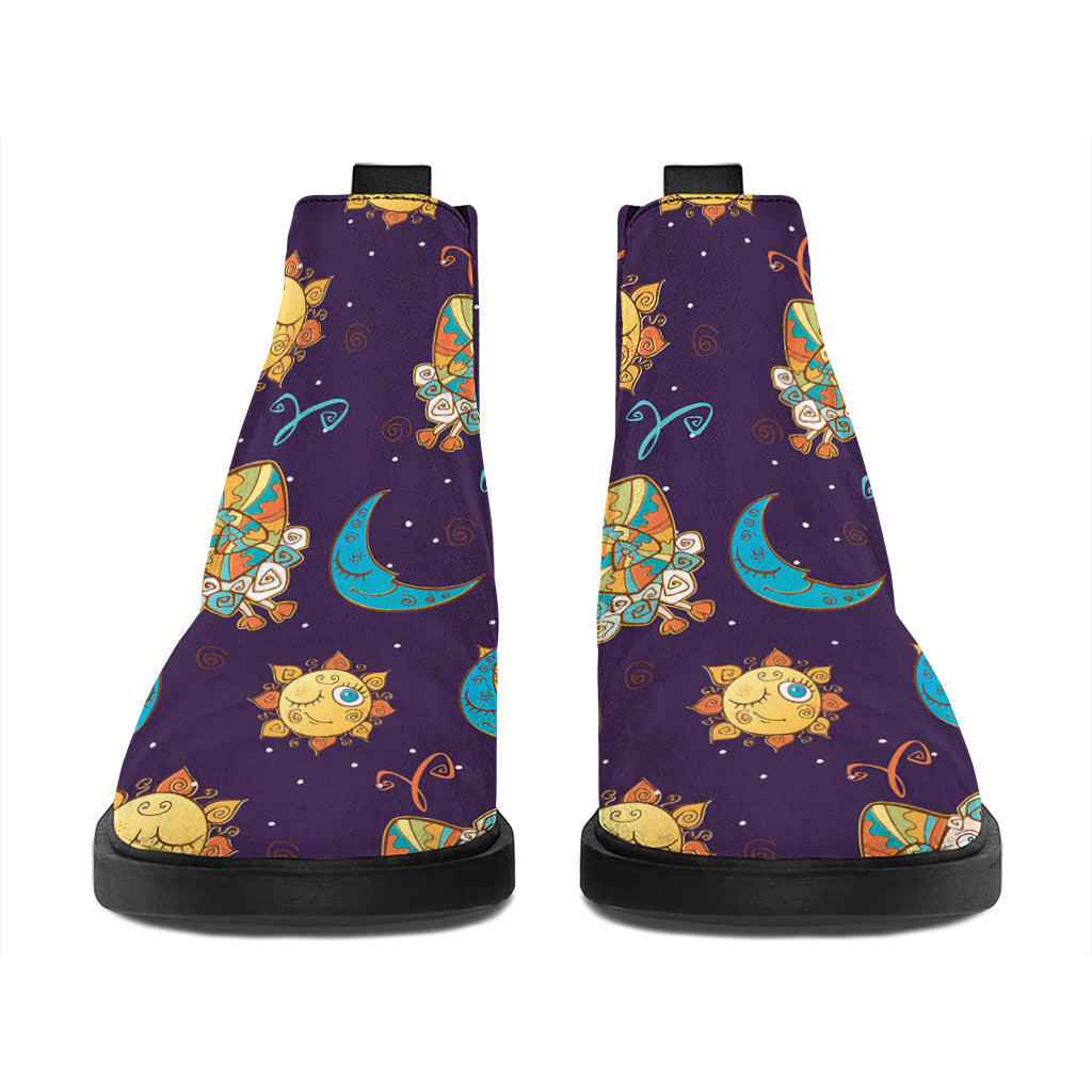 Cute Cartoon Aries Pattern Print Flat Ankle Boots