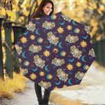 Cute Cartoon Aries Pattern Print Foldable Umbrella