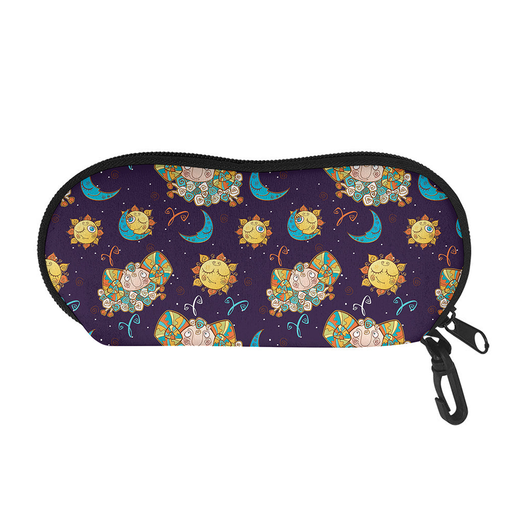 Cute Cartoon Aries Pattern Print Glasses Case