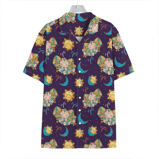 Cute Cartoon Aries Pattern Print Hawaiian Shirt