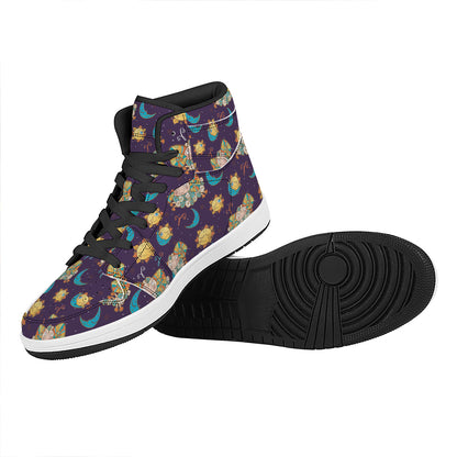 Cute Cartoon Aries Pattern Print High Top Leather Sneakers