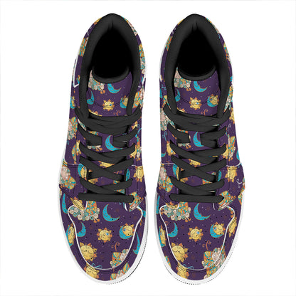 Cute Cartoon Aries Pattern Print High Top Leather Sneakers