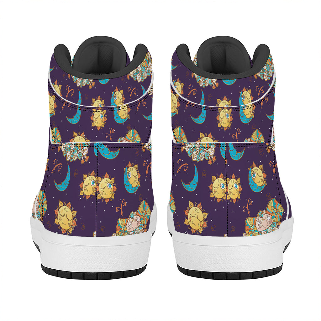 Cute Cartoon Aries Pattern Print High Top Leather Sneakers