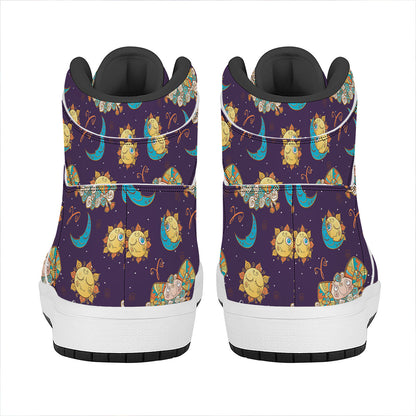 Cute Cartoon Aries Pattern Print High Top Leather Sneakers