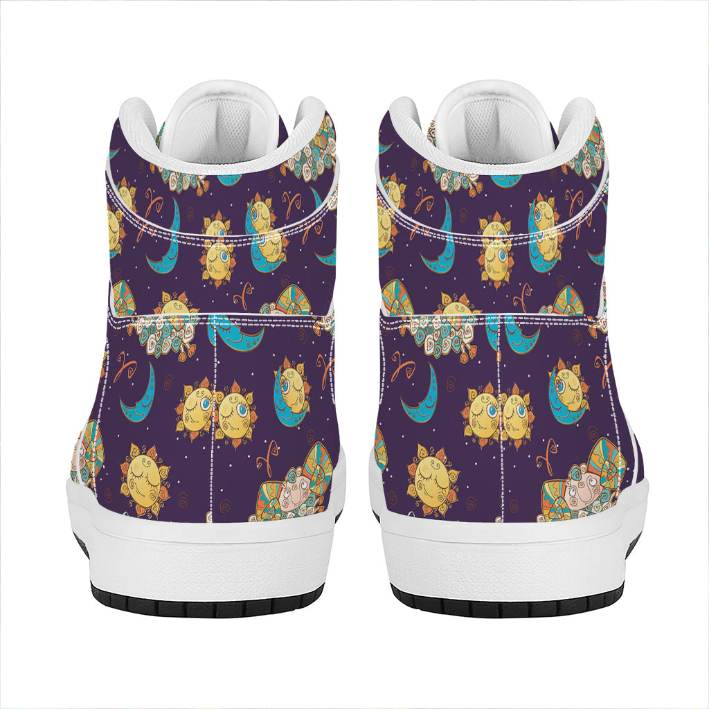 Cute Cartoon Aries Pattern Print High Top Leather Sneakers