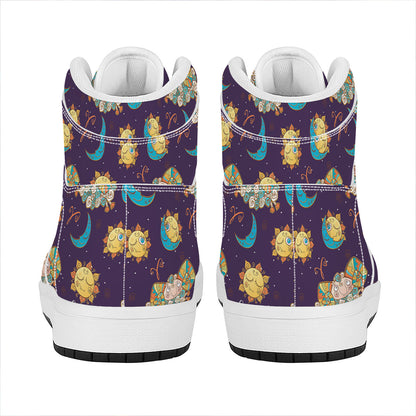 Cute Cartoon Aries Pattern Print High Top Leather Sneakers