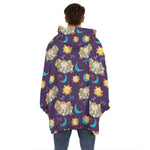 Cute Cartoon Aries Pattern Print Hoodie Blanket