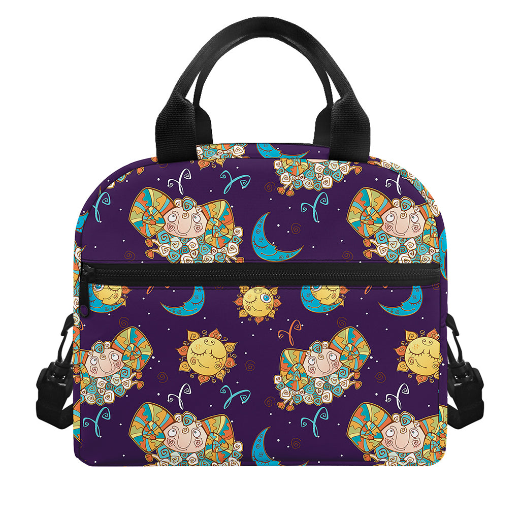 Cute Cartoon Aries Pattern Print Insulated Lunch Bag