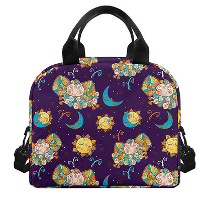 Cute Cartoon Aries Pattern Print Insulated Lunch Bag