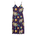 Cute Cartoon Aries Pattern Print Jersey Midi Cami Dress