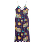 Cute Cartoon Aries Pattern Print Jersey Midi Cami Dress