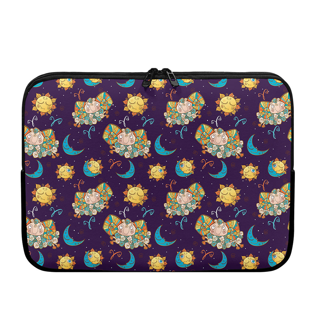 Cute Cartoon Aries Pattern Print Laptop Sleeve