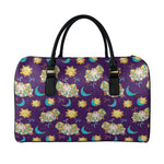 Cute Cartoon Aries Pattern Print Leather Duffle Bag