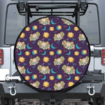 Cute Cartoon Aries Pattern Print Leather Spare Tire Cover