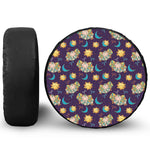 Cute Cartoon Aries Pattern Print Leather Spare Tire Cover