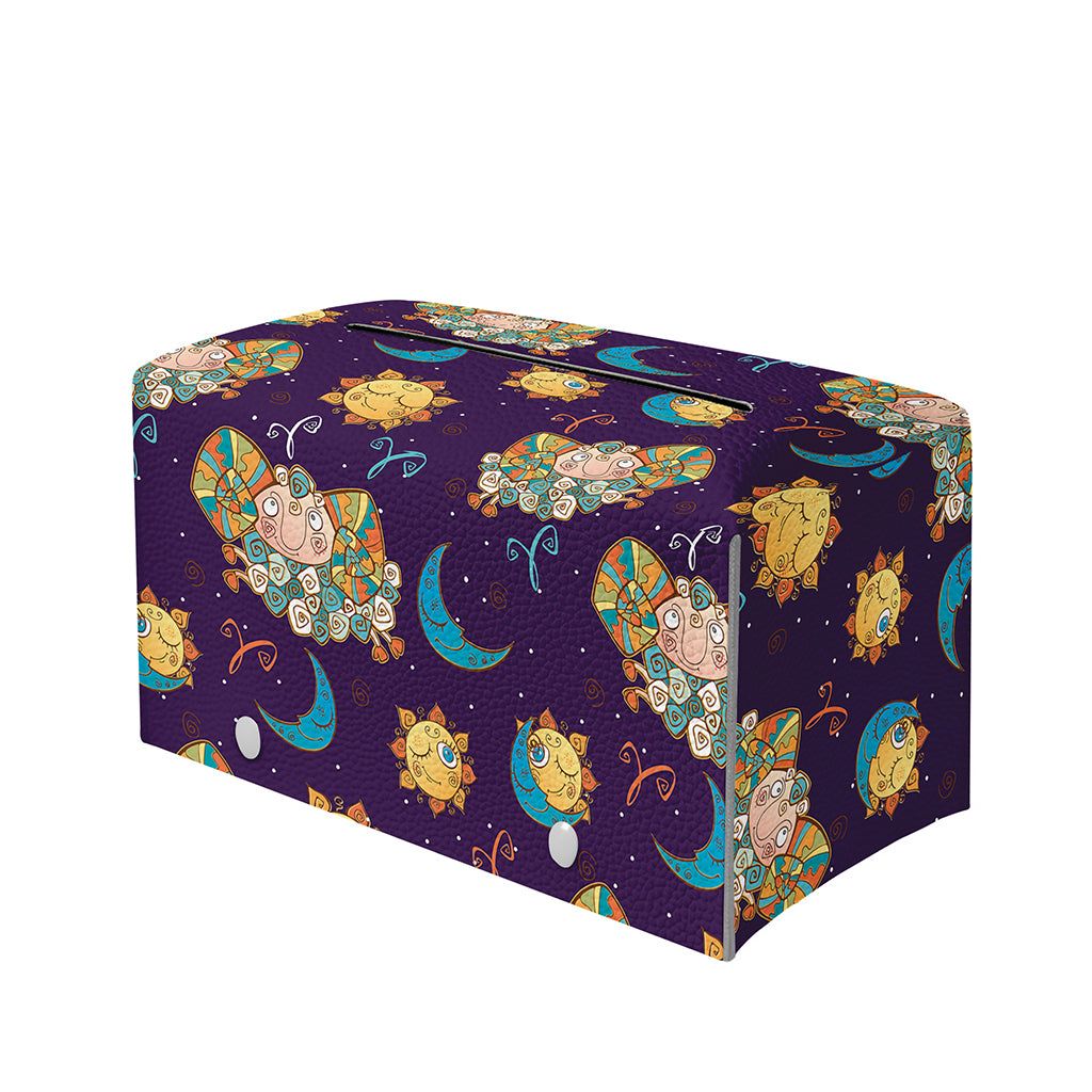 Cute Cartoon Aries Pattern Print Leather Tissue Box Cover