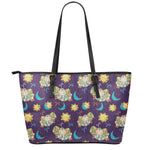Cute Cartoon Aries Pattern Print Leather Tote Bag