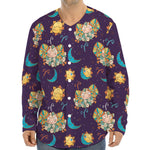 Cute Cartoon Aries Pattern Print Long Sleeve Baseball Jersey